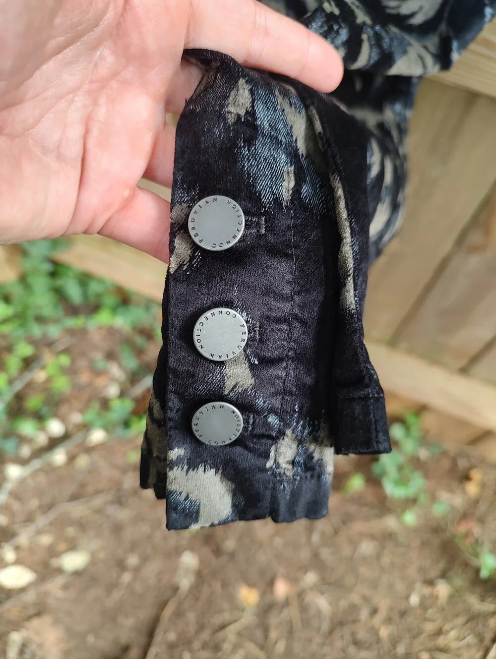 🏵️ Peruvian Connection Black Gold Dark Moody Floral Slim Pants Button Ankle Sz
